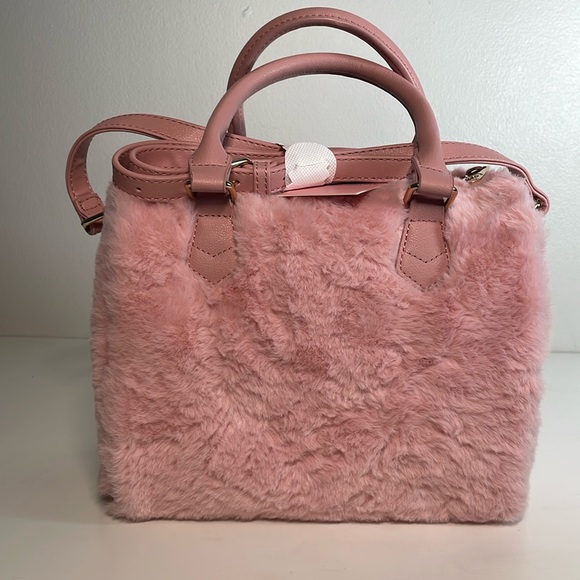 Juicy Couture Pink Faux Fur Taff Satchel Crossbody Bowling Bag - Picture 4 of 7